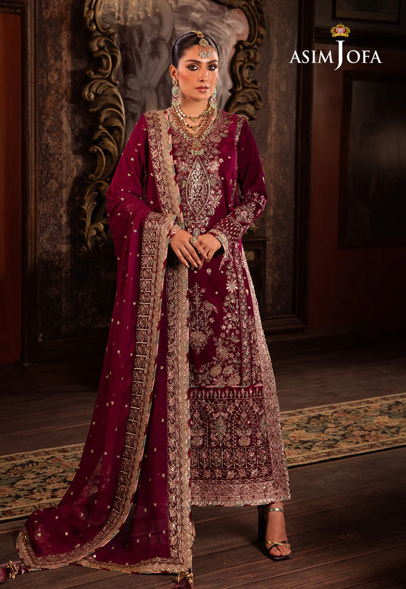 Asim Jofa Designers Limited Edition Ajmmd-03 Embroidered Velvet 3 Pcs - Image 5