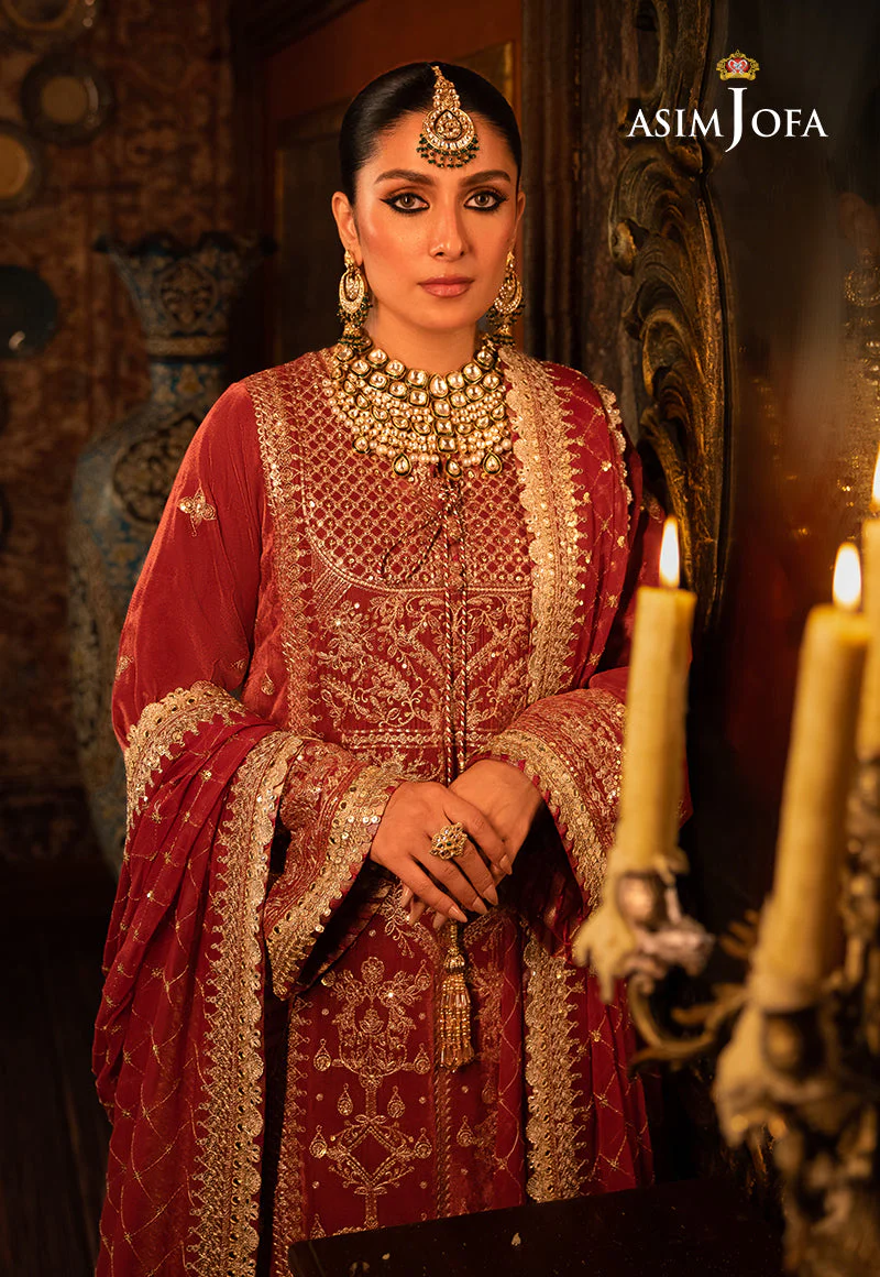 Asim Jofa Designers Limited Edition Ajmmd-10-Xs Embroidered Velvet 3 Pcs - Image 7