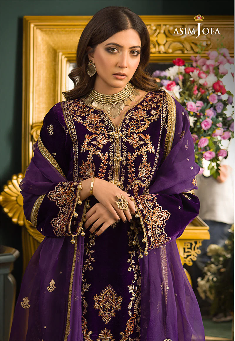 Asim Jofa Makhmal Velvet 2021 Ajmr-02 Embroidered Velvet 3 Pcs