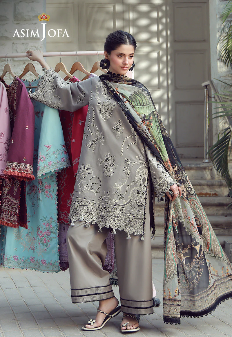 Aira By Asim Jofa Unstitched 3 Piece Emb Cambric Summer Suit-AJMUB-01 - Image 8