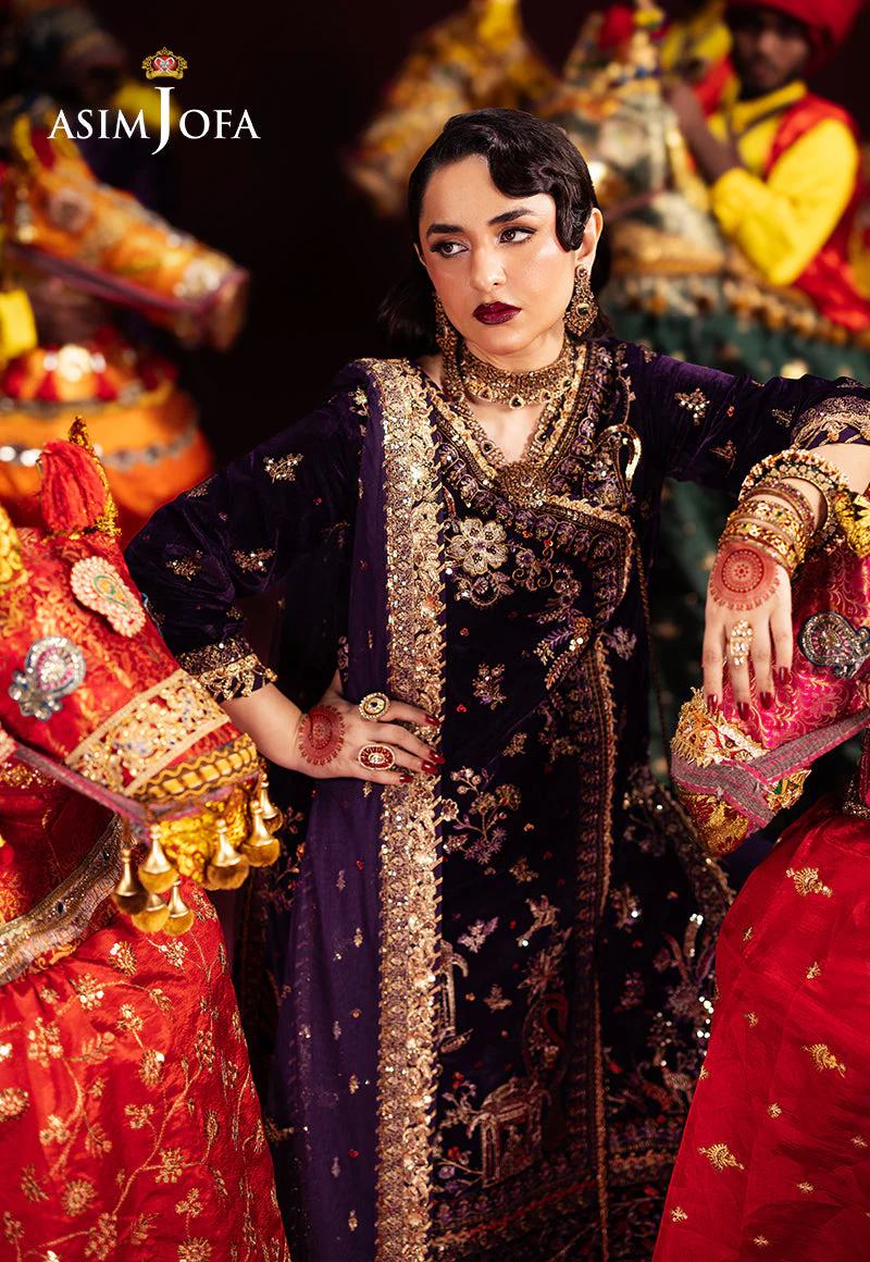 Asim Jofa Designers Limited Edition Ajmvd-10 Embroidered Velvet Stitched 3 Pcs - Image 6