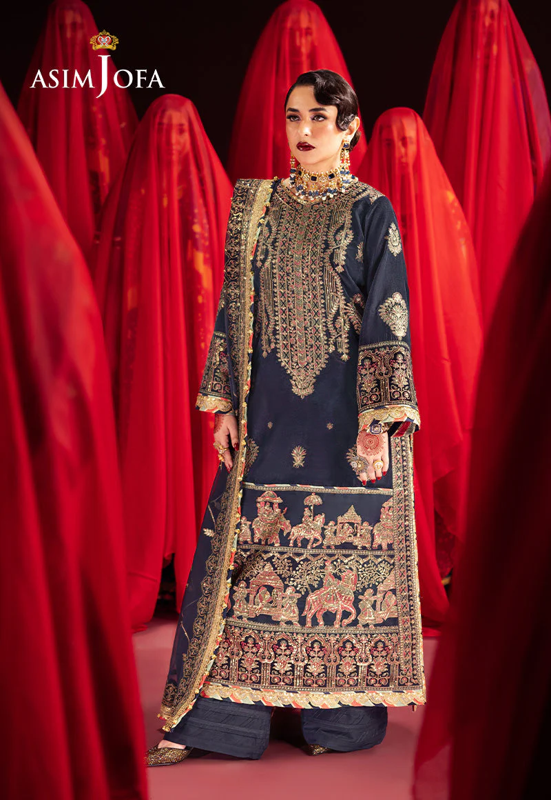 Asim Jofa Designers Limited Edition Ajmvd-11 Embroidered Velvet Stitched 3 Pcs - Image 3