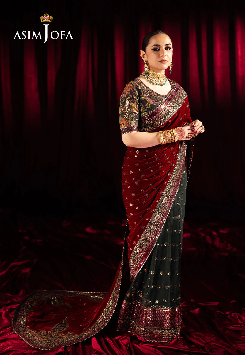 Asim Jofa Makhmal - Pret 24 Ajmvp-08 Embroidered Velvet Stitched 2 Pcs - Image 4