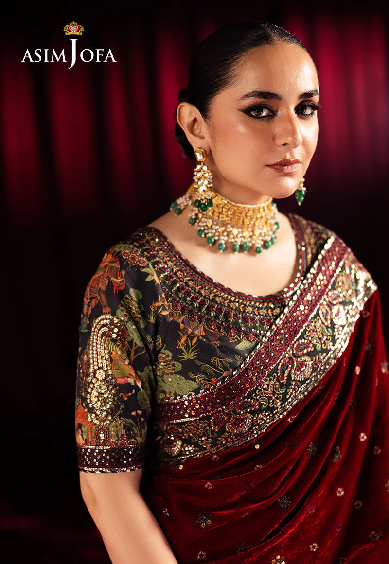 Asim Jofa Makhmal - Pret 24 Ajmvp-08 Embroidered Velvet Stitched 2 Pcs - Image 8