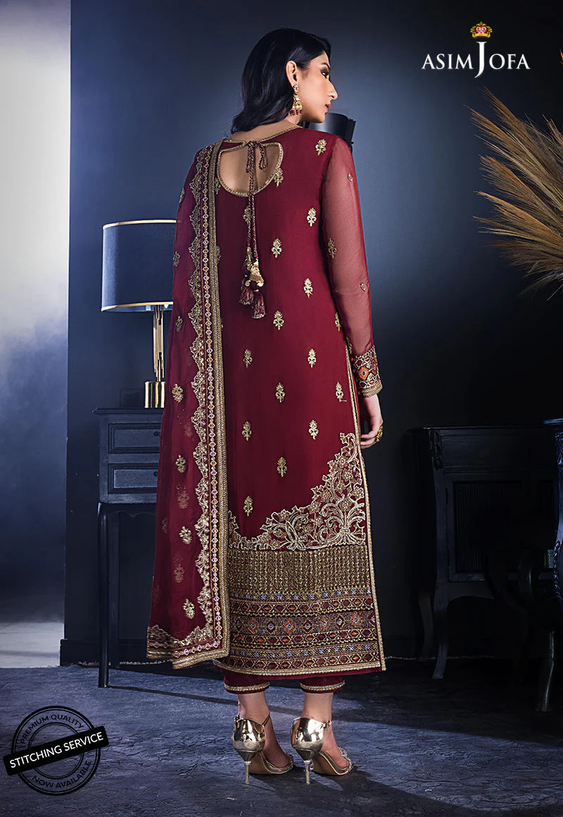 Asim Jofa Ramsha Velvet Festive Edit Ajre-02 Embroidered Chiffon 3 Pcs - Image 6