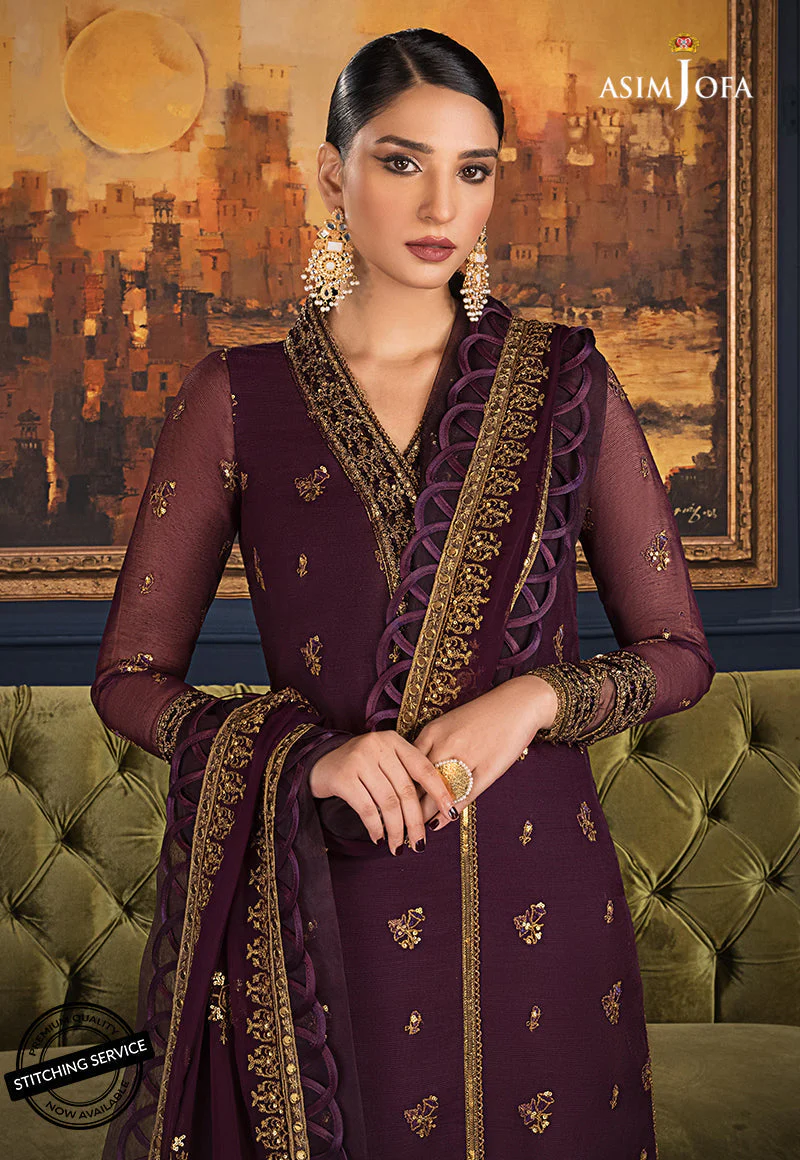 Asim Jofa Ramsha Velvet Festive Edit Ajre-10 Embroidered Organza Cotton Net 3 Pcs - Image 5