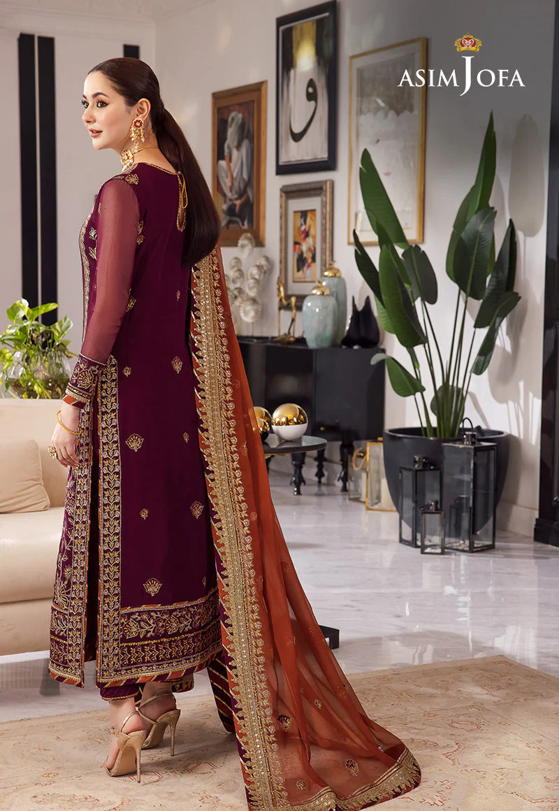 Asim Jofa Designers Limited Edition Ajrnd-23 Embroidered Chiffon 3 Pcs - Image 2