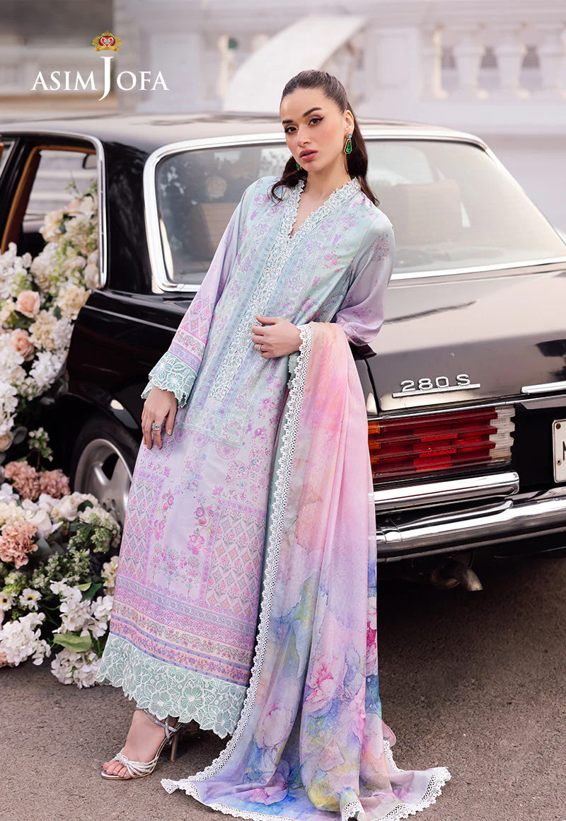 Asim Jofa Designers Limited Edition Ajrsd-07 Digitally Printed Embroidered Blended Silk Stitched 3 Pcs
