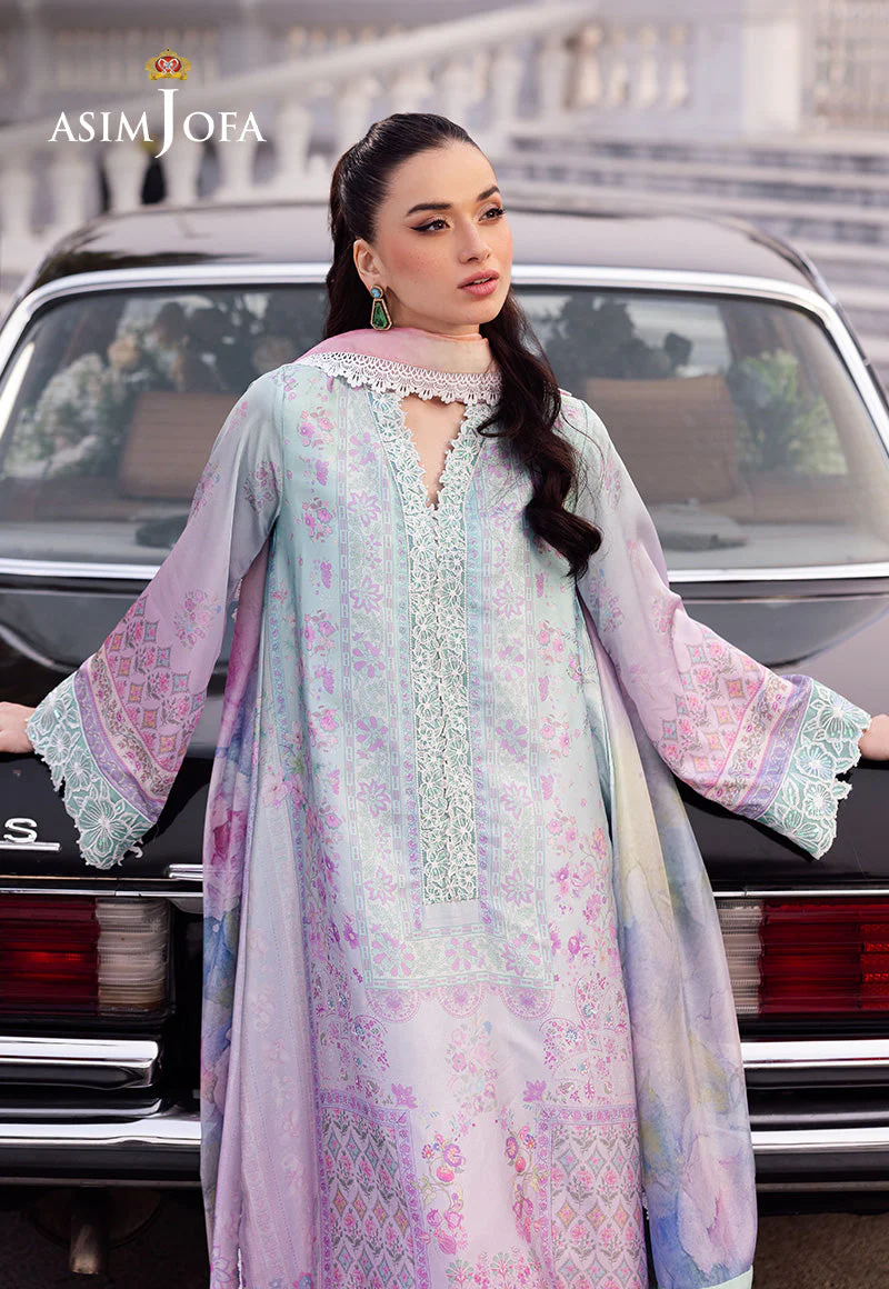 Asim Jofa Designers Limited Edition Ajrsd-07 Digitally Printed Embroidered Blended Silk Stitched 3 Pcs - Image 6