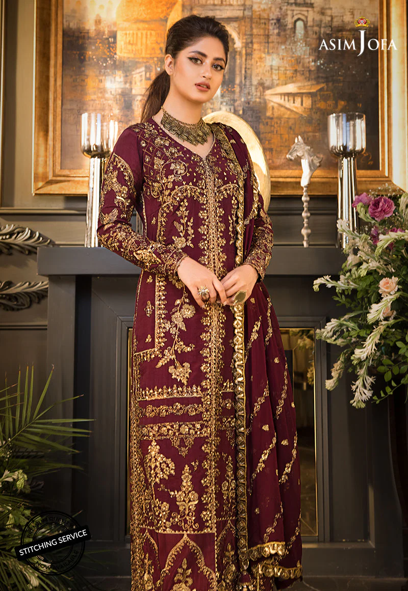 Asim Jofa Festive Jashn/ Jaan e Adaa sajal edit Ajse-02 Embroidered Raw Silk 3 Pcs - Image 4