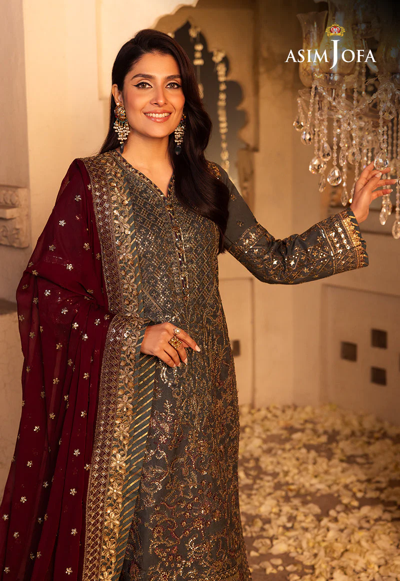 Asim Jofa Shehnai Festive Pret Ajshp-07 Embroidered Raw Silk Stitched 3 Pcs - Image 9