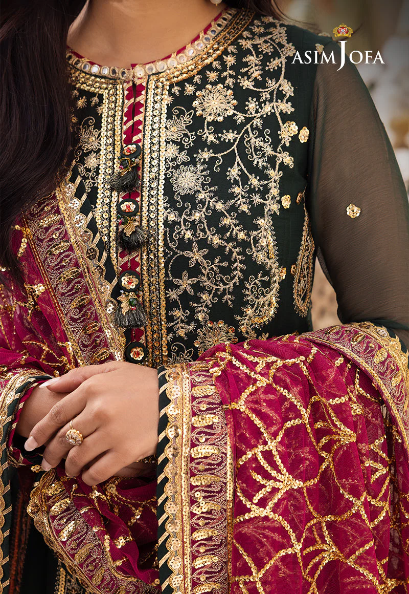 Asim Jofa Shehnai Festive Pret Ajshp-11 Embroidered Raw Silk Stitched 3 Pcs - Image 7