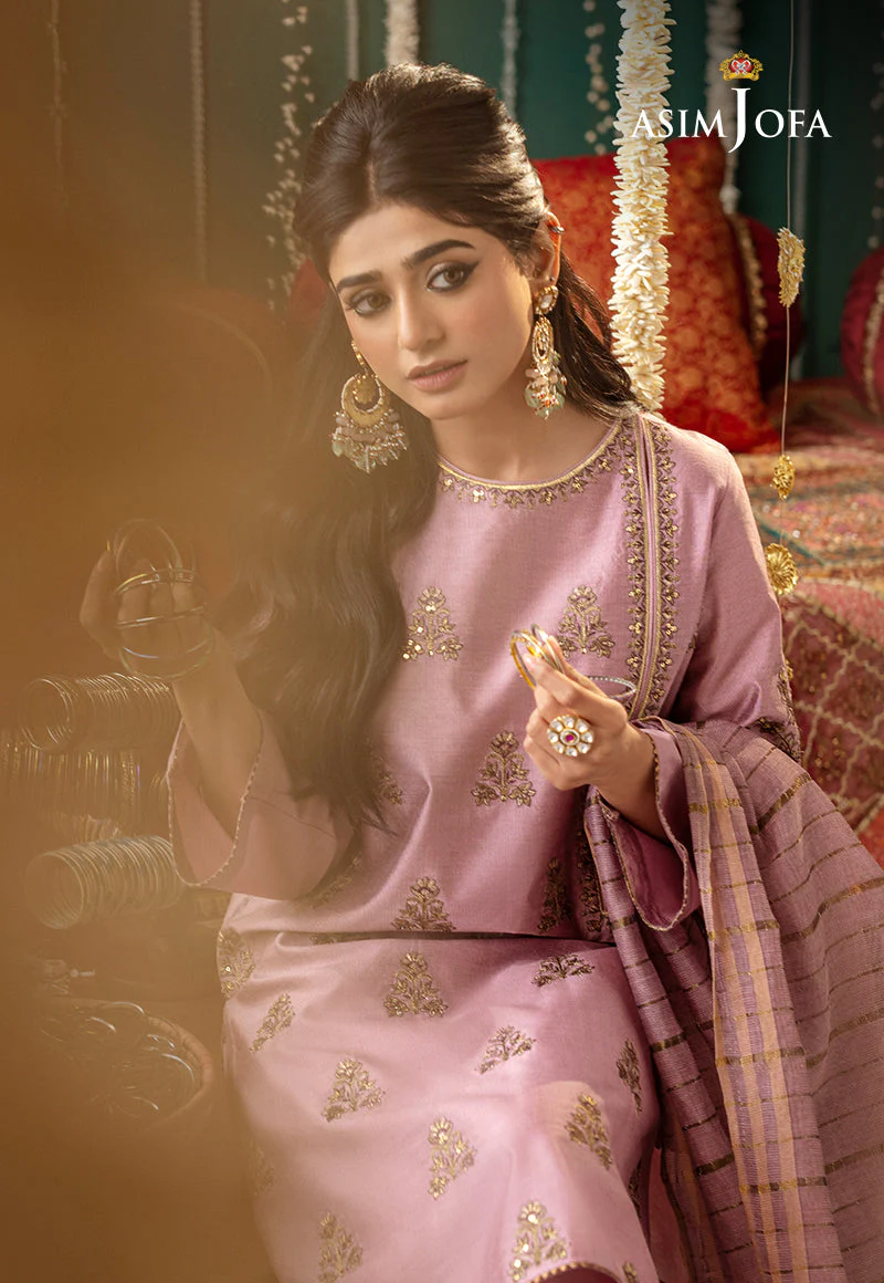 Asim Jofa Tara Sitara Ajtm-19 - 3 Pcs Embroidered Cotton Net 3 Pcs - Image 7