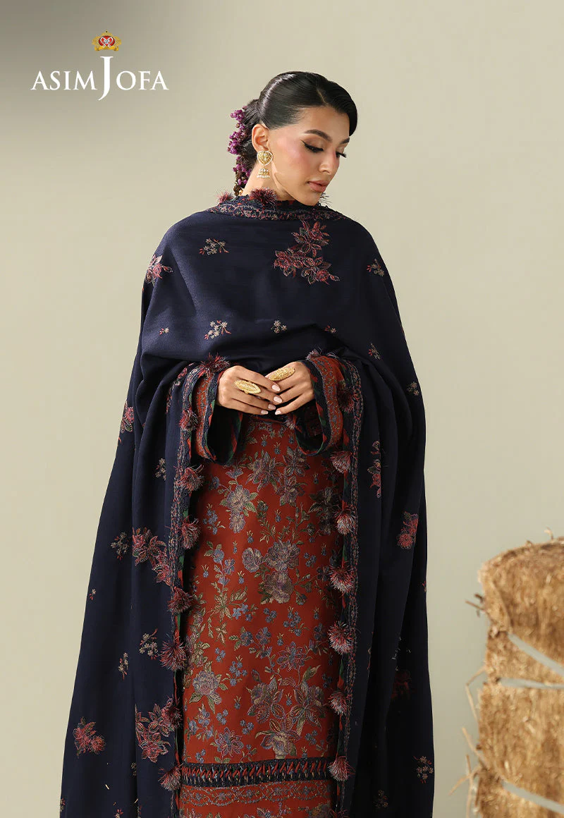 Kashmiri By Asim Jofa Unstitched 3 Piece Luxury Winter Suit-AJULK-02 - Image 3