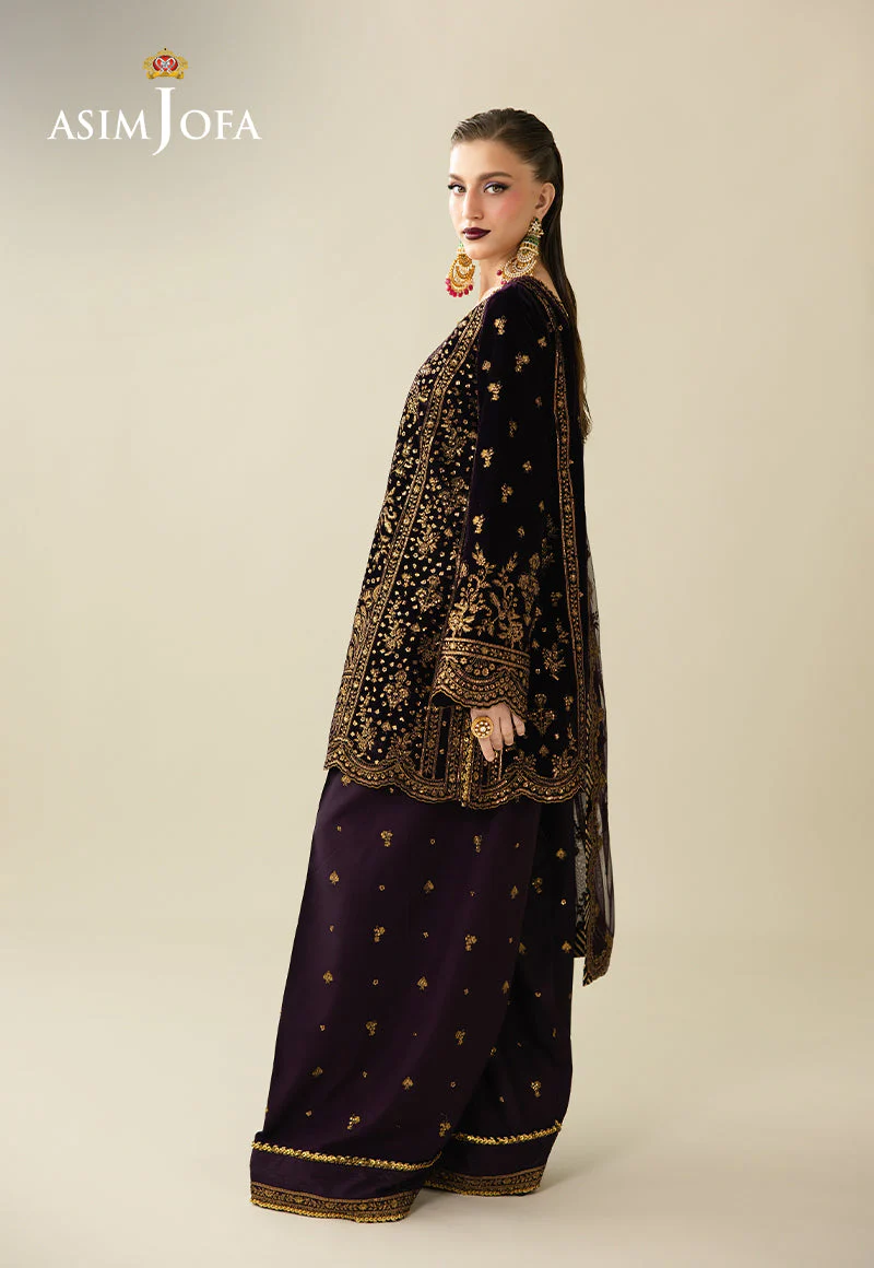 Makhmal By Asim Jofa Unstitched 3 Piece Emb Velvet Suit-AJULM-02 - Image 2
