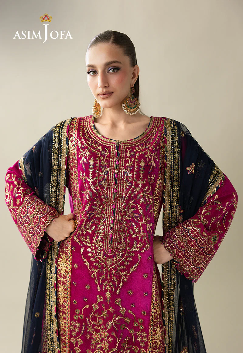 Makhmal By Asim Jofa Unstitched 3 Piece Emb Velvet Suit-AJULM-03 - Image 6