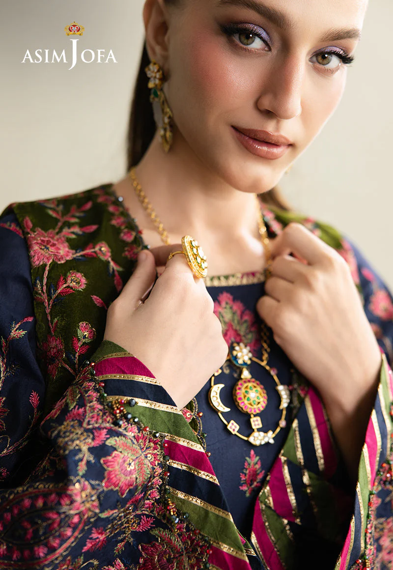 Makhmal By Asim Jofa Unstitched 4 Piece Emb Velvet Suit-AJULM-04 - Image 7