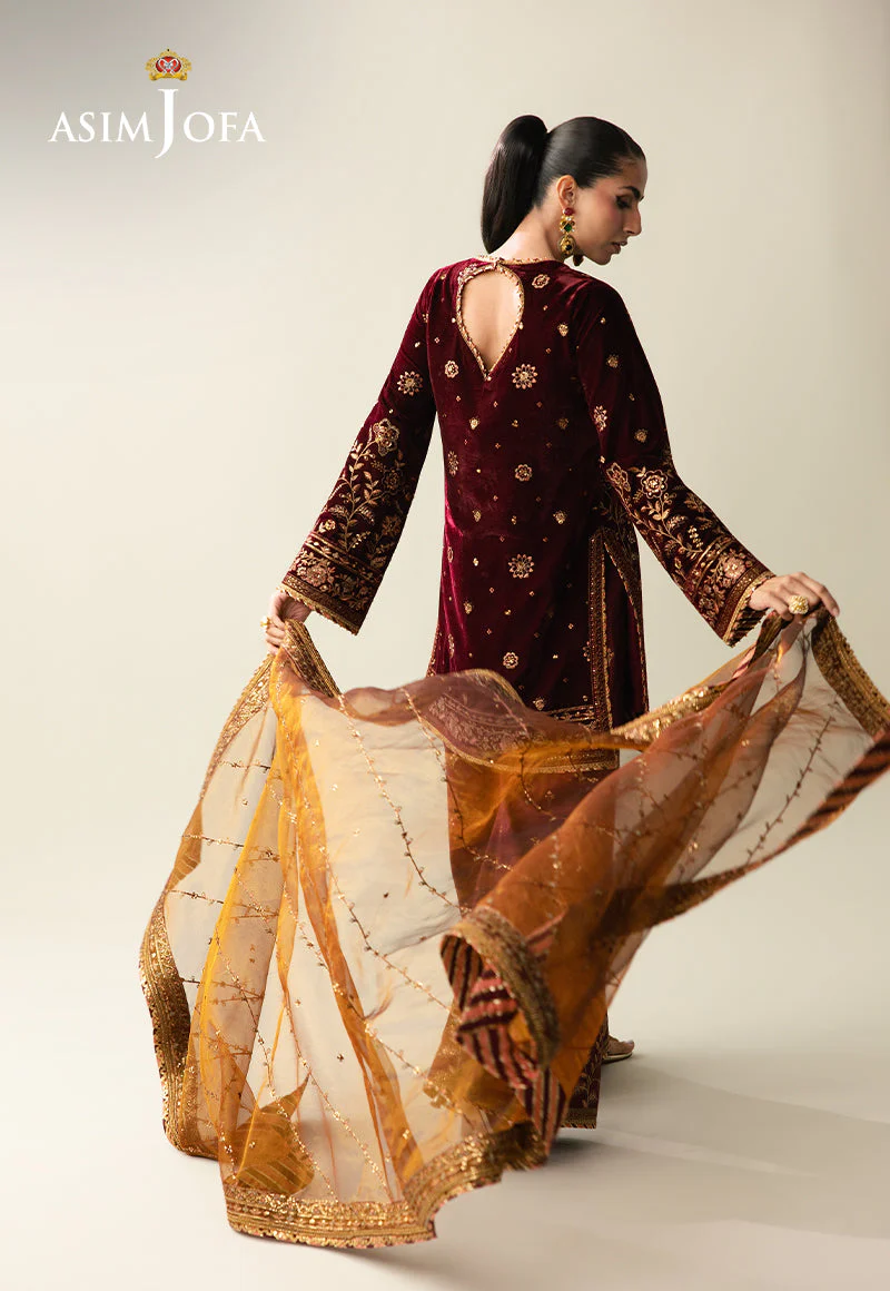 Makhmal By Asim Jofa Unstitched 3 Piece Emb Velvet Suit-AJULM-07 - Image 2