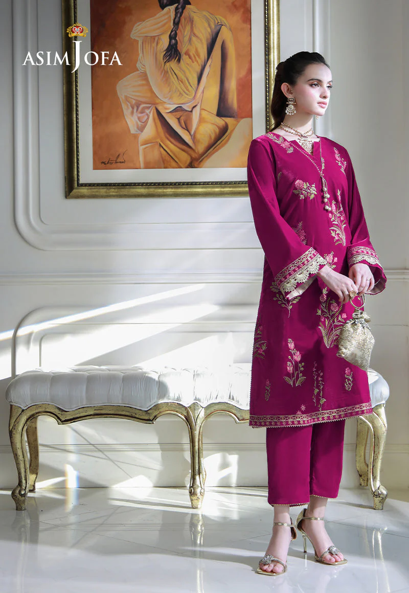 Asim Jofa Velvet Pret 24 Ajvg-06 Embroidered Velvet Stitched 2Pc - Image 3