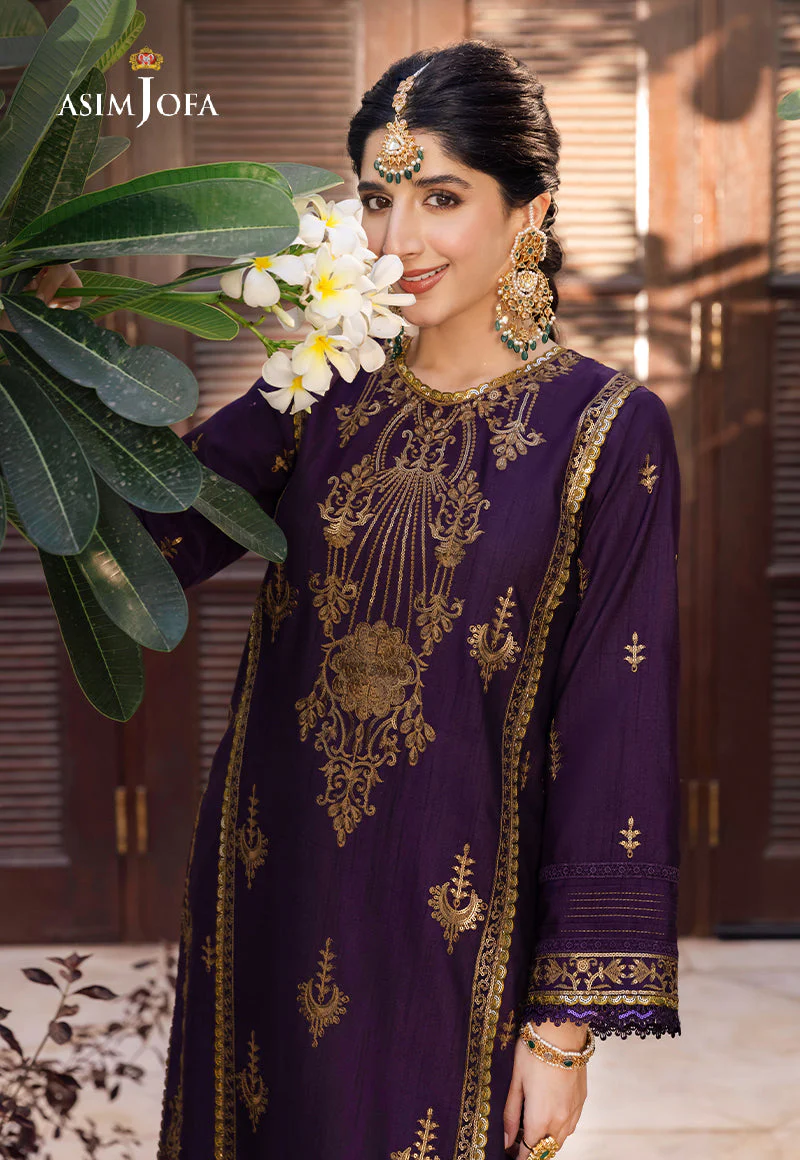 Asim Jofa Designers Limited Edition Ajzsd-13 Embroidered Raw Silk 1 Pc - Image 4