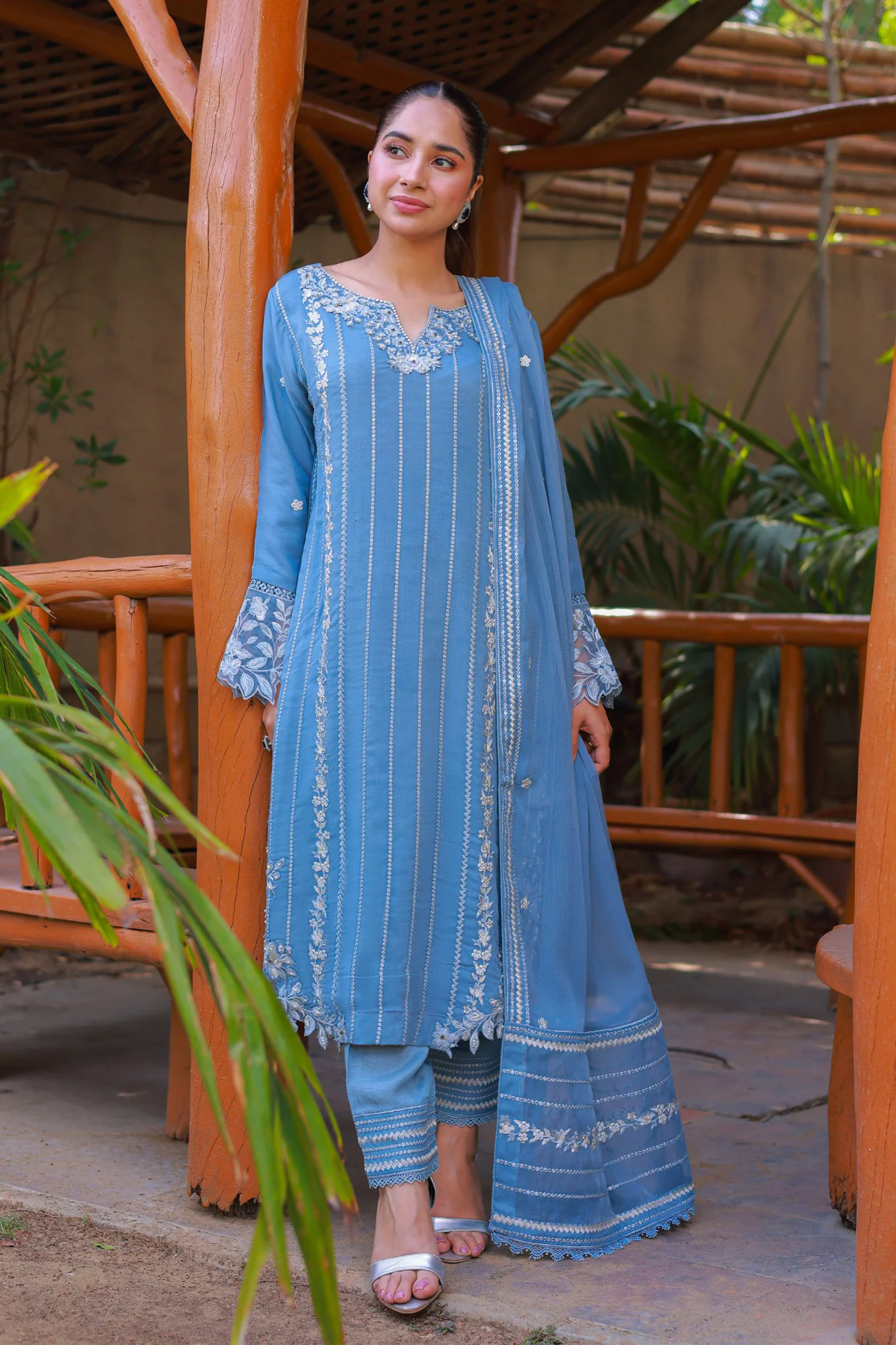 Aks By Guzel Stitched 3 Piece Festive Formals Chiffon Suit-01-Pankh