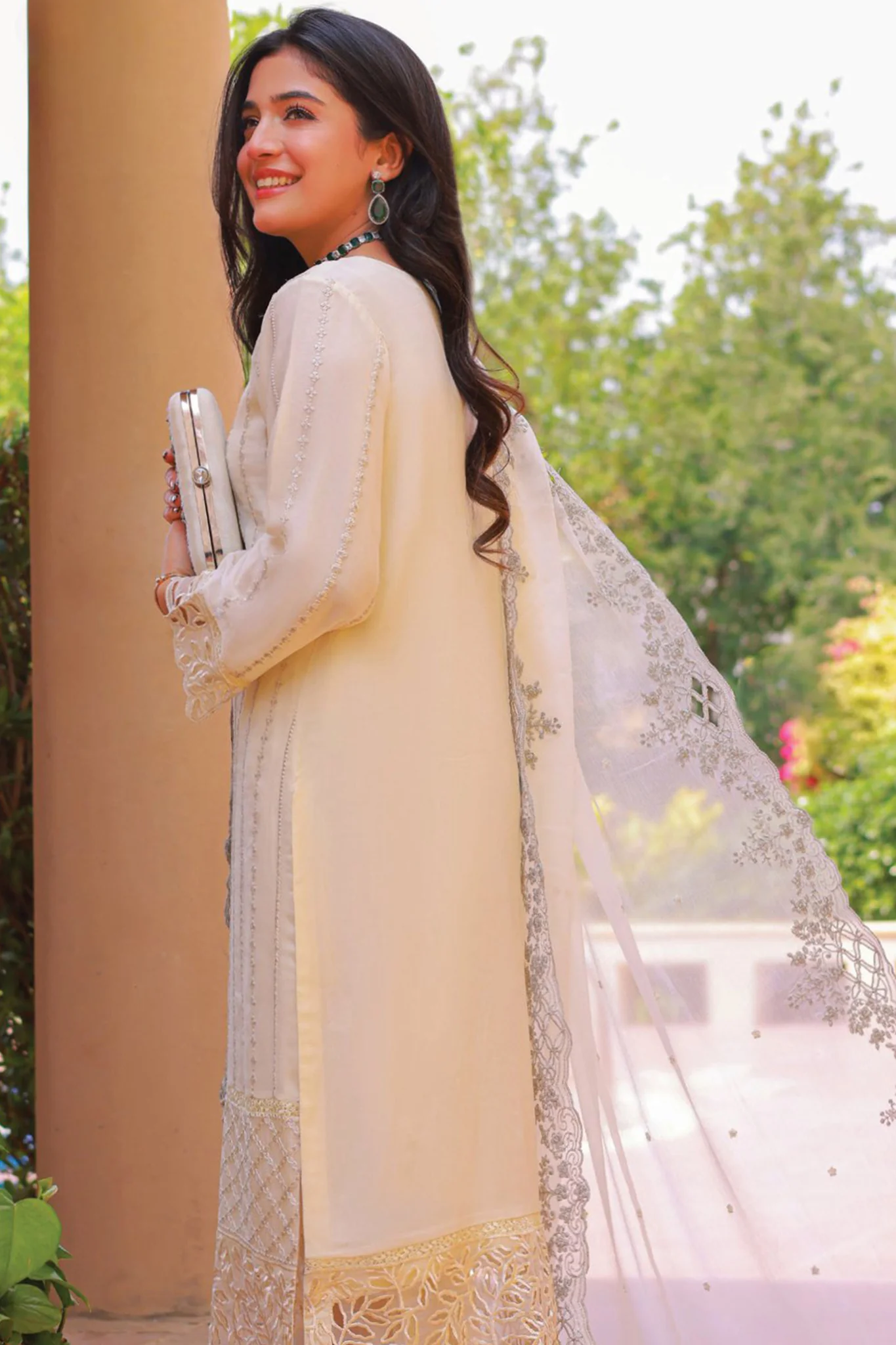 Aks By Guzel Stitched 3 Piece Festive Formals Chiffon Suit-05-Naaz - Image 3