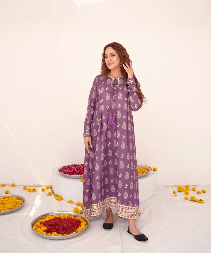 Dhaga Stitched 1 Piece Jacquard Frocks-Aleira - Image 6