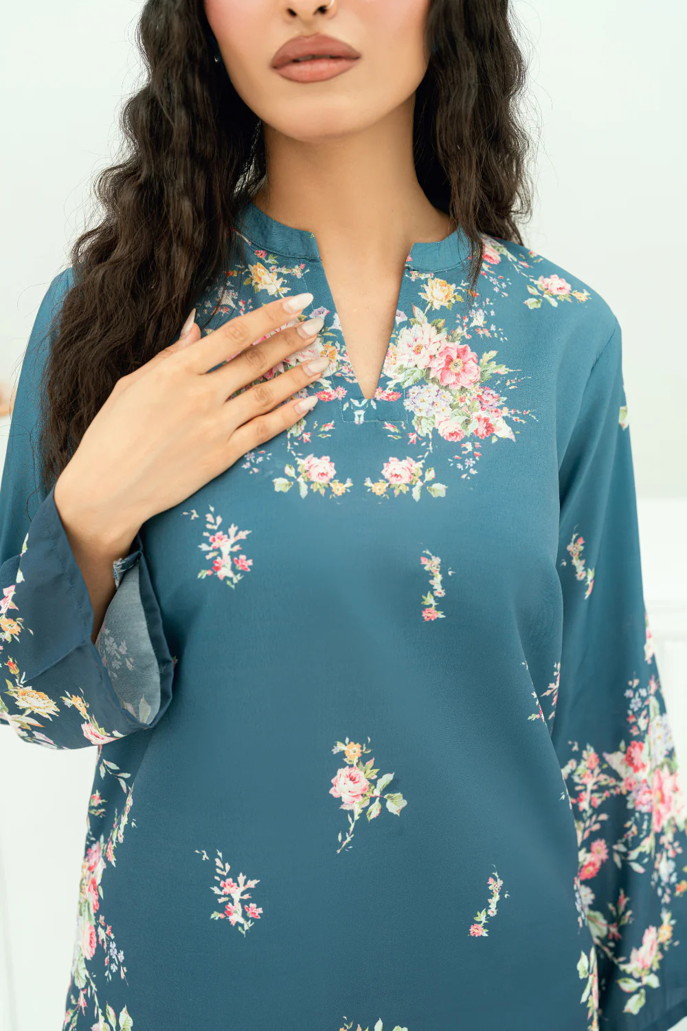 Raha By Amal Stitched Co Ords Cambric Vol-01 Suit-Camellia - Image 5