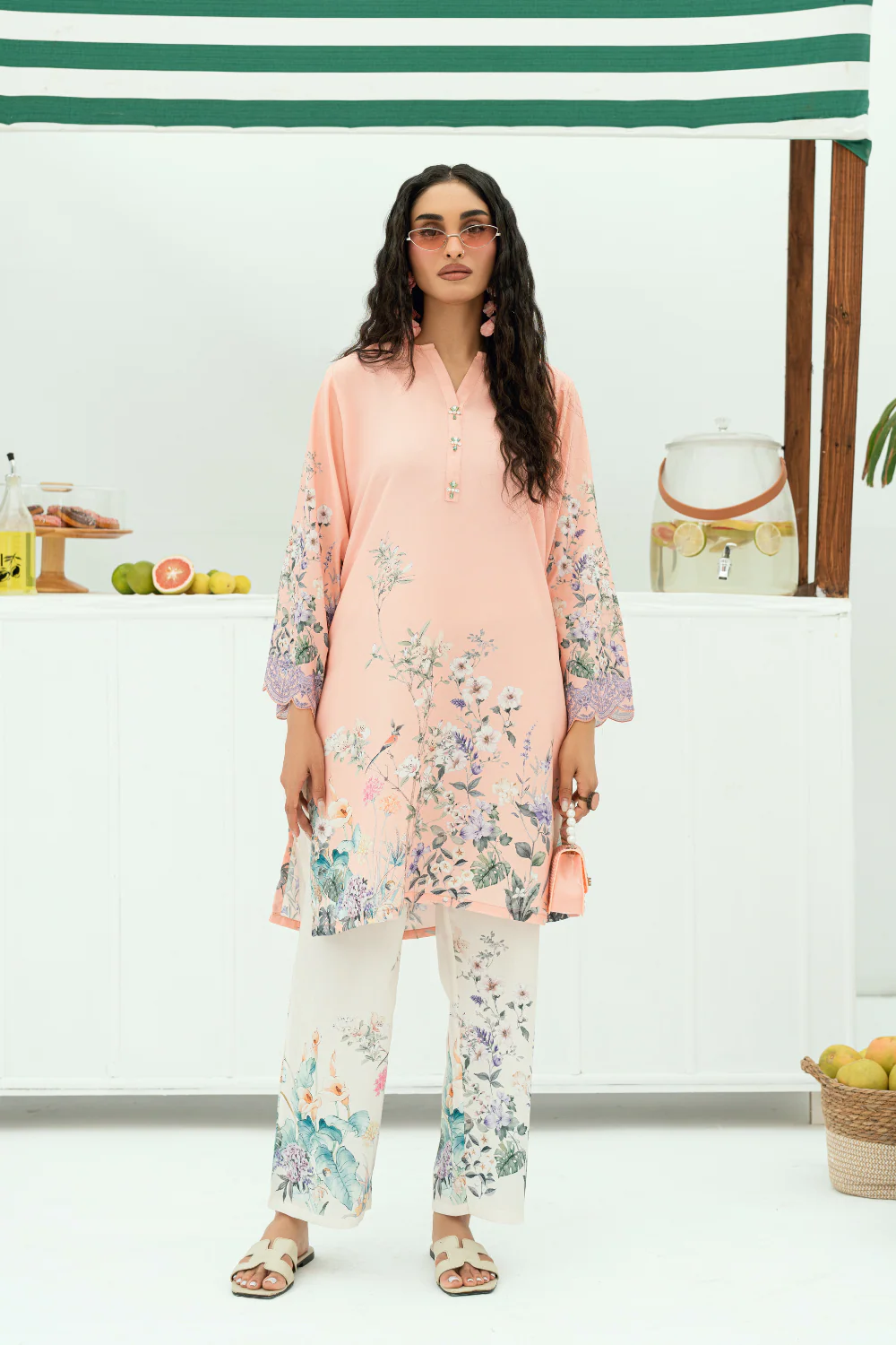 Raha By Amal Stitched Co Ords Cambric Vol-01 Suit-Opal