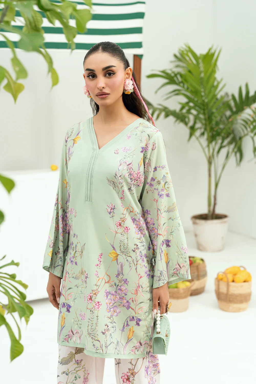 Raha By Amal Stitched Co Ords Cambric Vol-01 Suit-Lime - Image 4