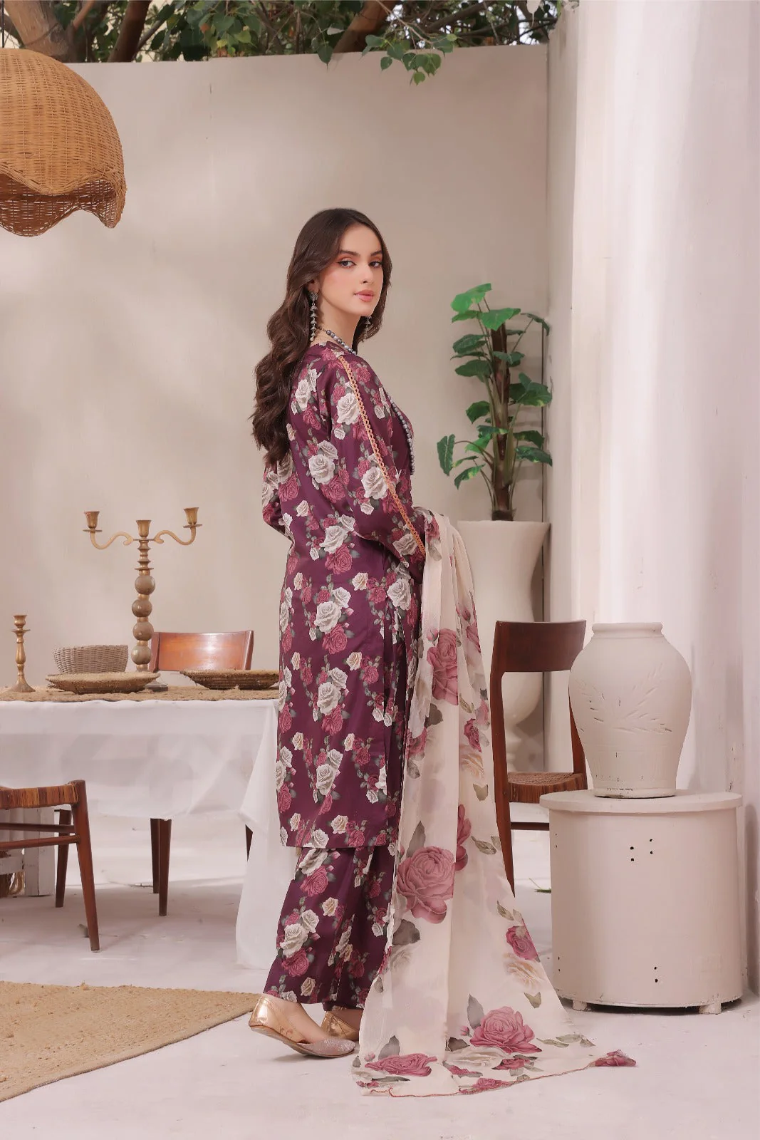 Feathers Unstitched 3 Piece Summer Collection-AMAYA-FT274 - Image 3