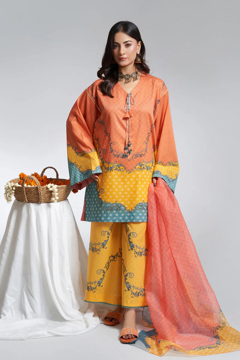 The Affordables By Mariam Malik Unstitched 3 Piece Digital Printed Lawn Suit-Amber