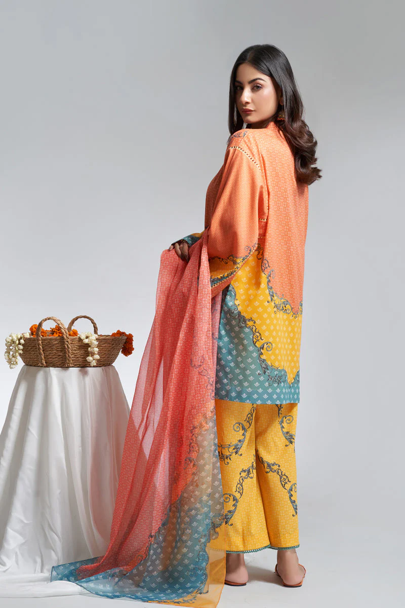 The Affordables By Mariam Malik Unstitched 3 Piece Digital Printed Lawn Suit-Amber - Image 3