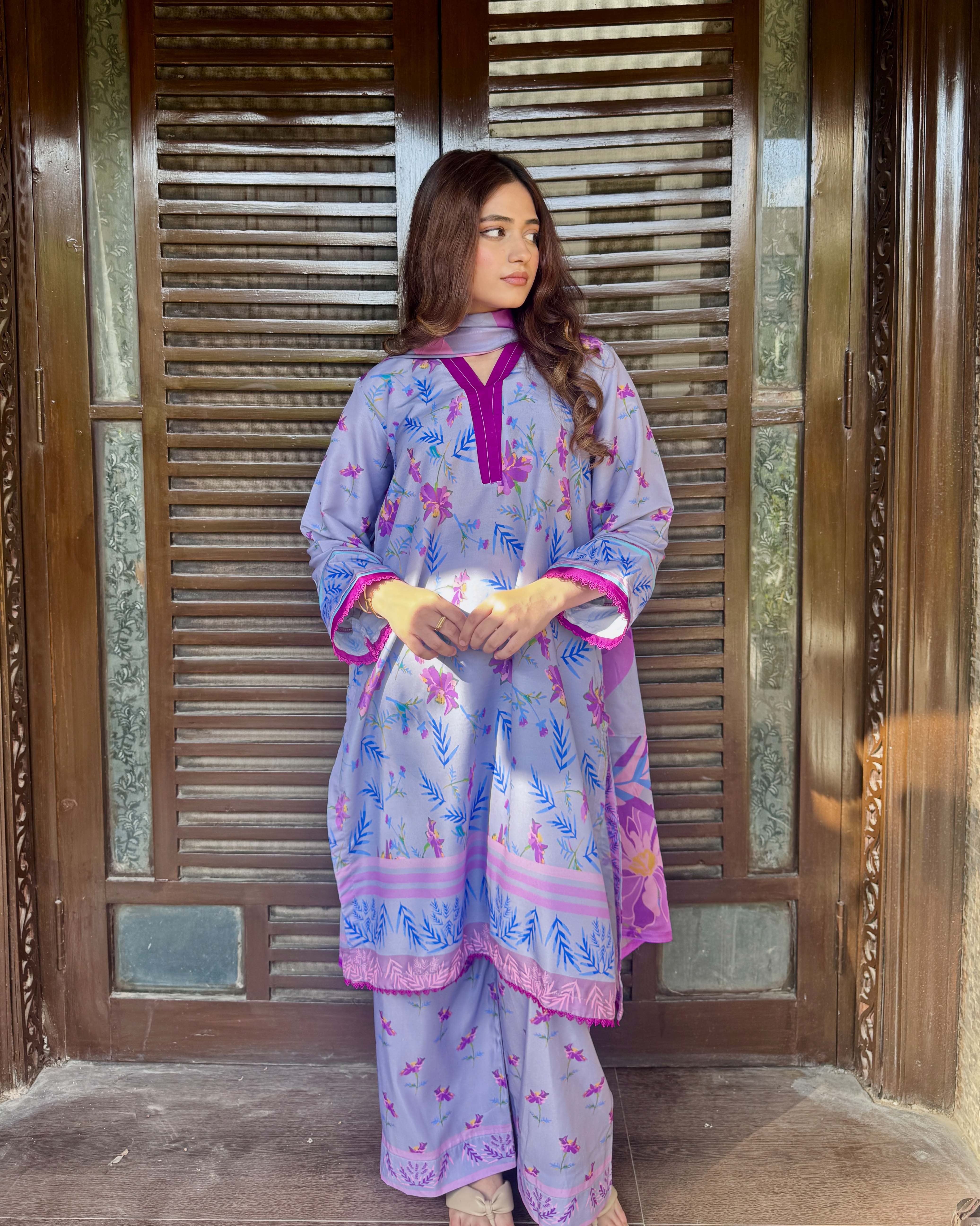 Zayne By Mashrib Stitched Summer Vol-01 Suit-Amethyste - 3pc - Image 5