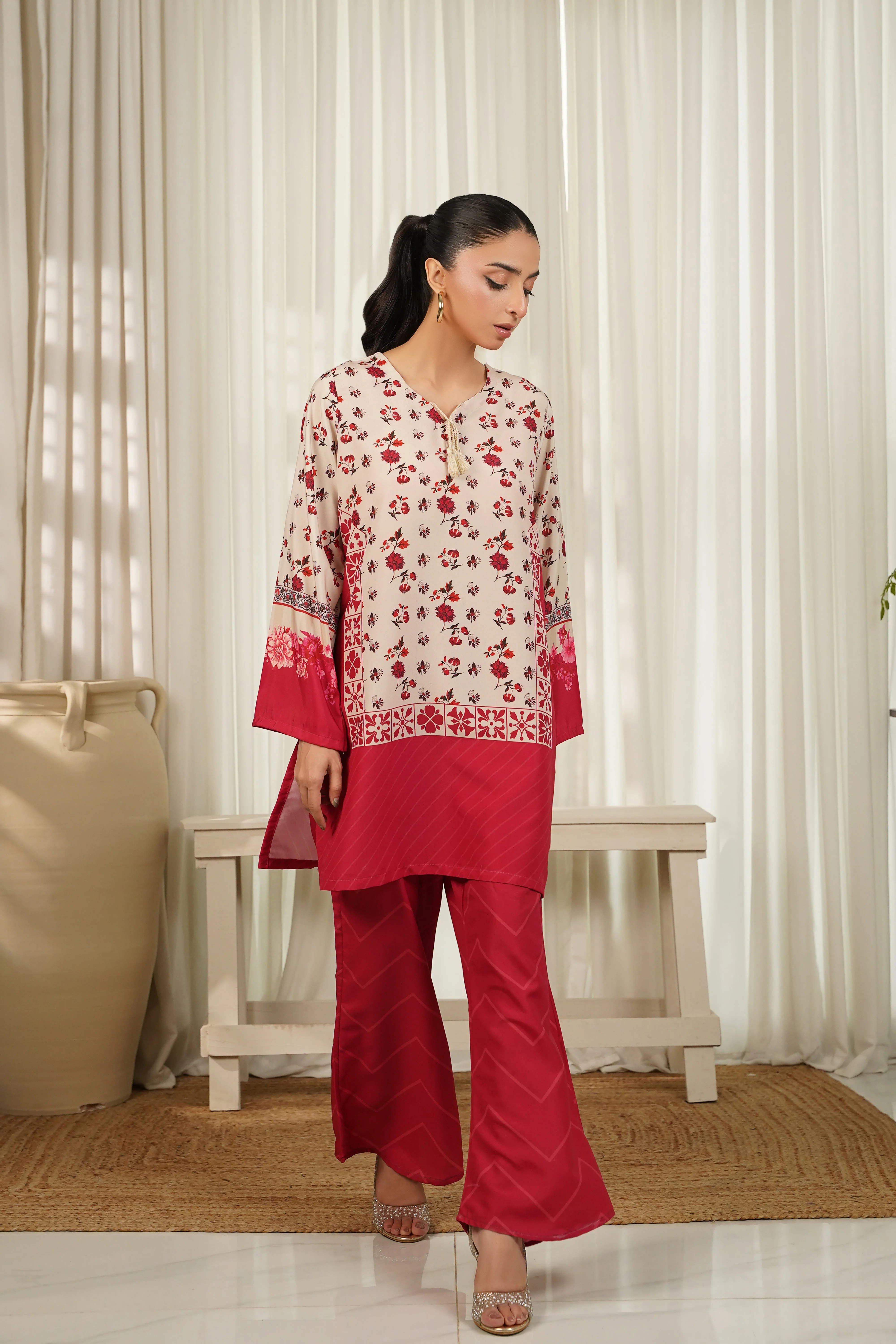 Dhaga Stitched 2 Piece Poly Cambric Suit-Amicia - Image 2