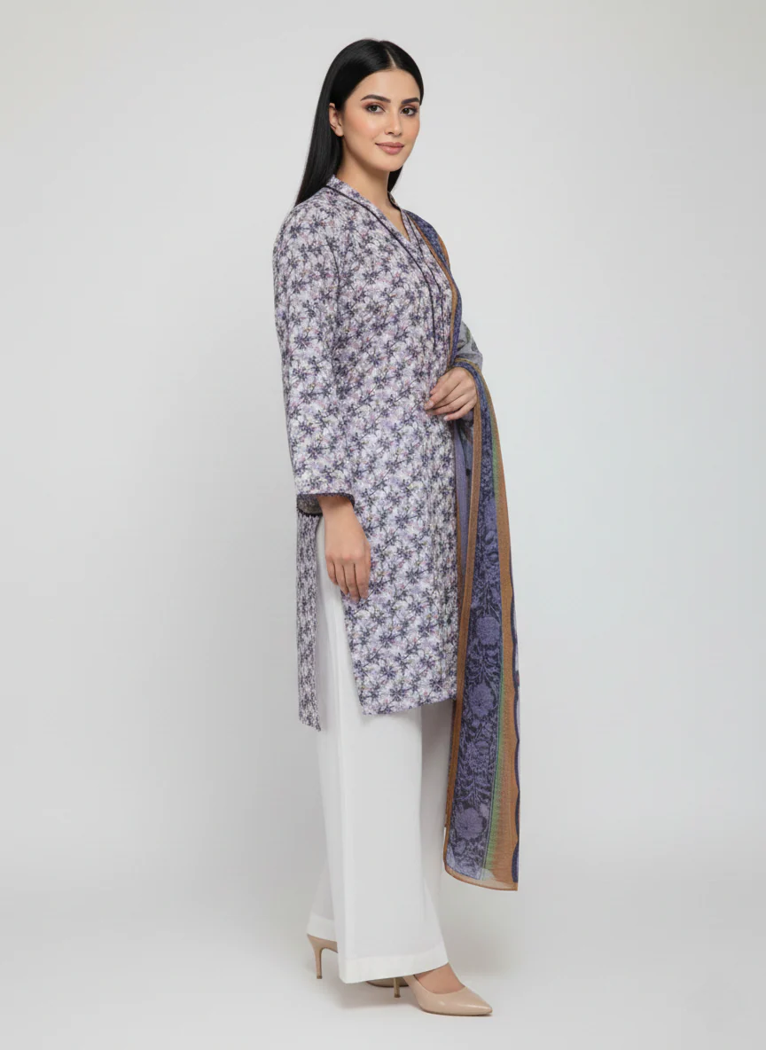 Amna Ali Nawaz Stitched Lawn Shirt With Monarch Dupatta-JULIA - Image 2