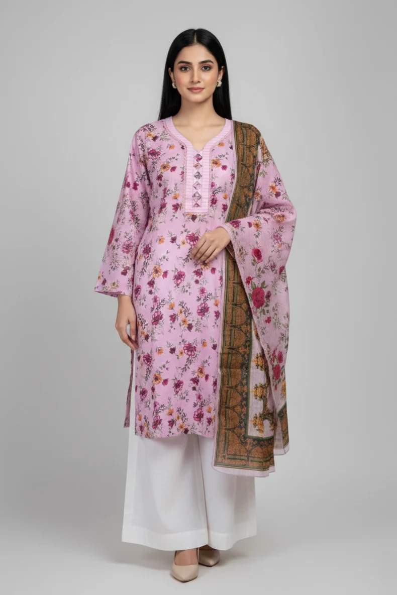 Amna Ali Nawaz Stitched Lawn Shirt With Monarch Dupatta-GULNAAZ