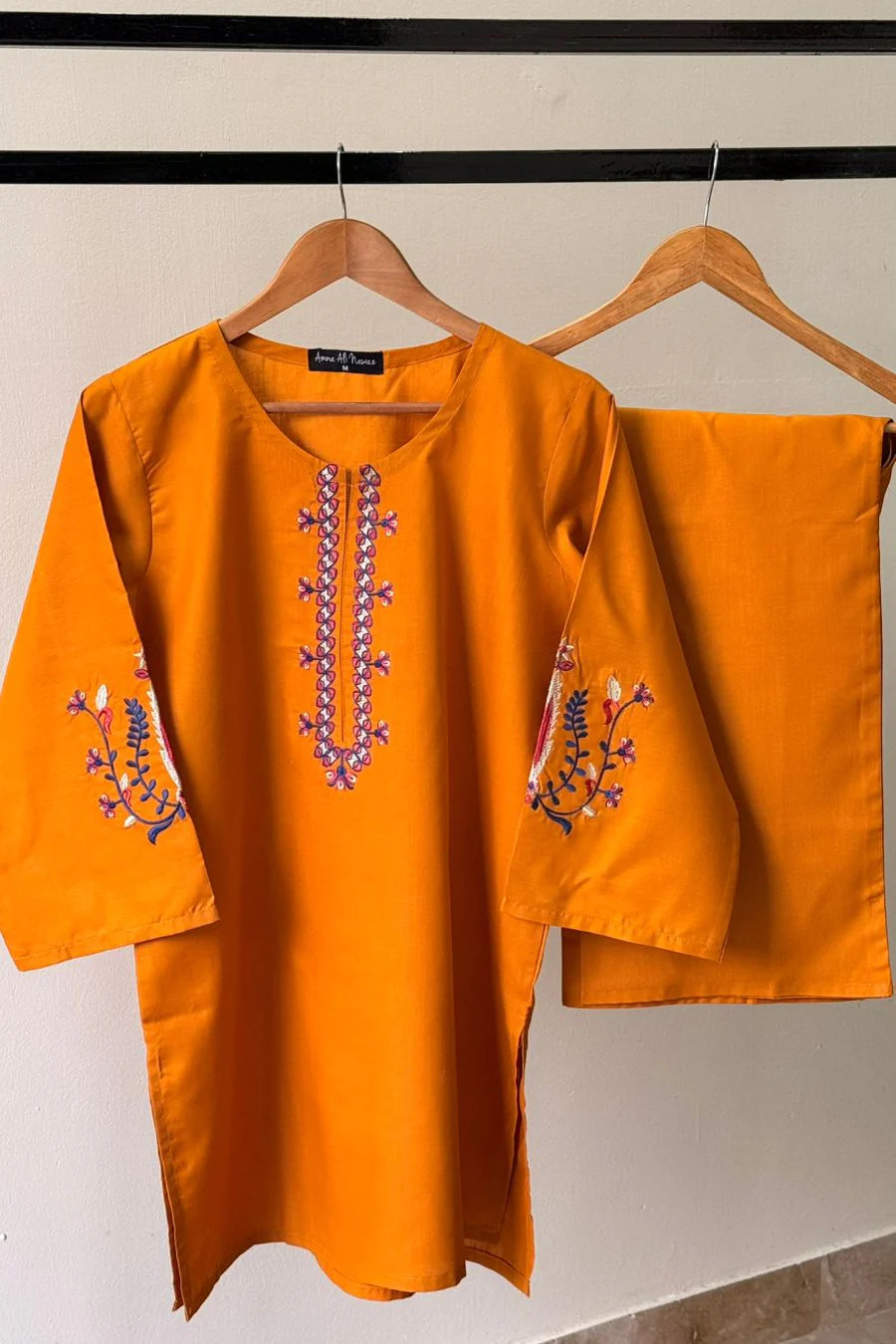 Amna Ali Nawaz Stitched 2 Piece Emb Solid Suit-3002