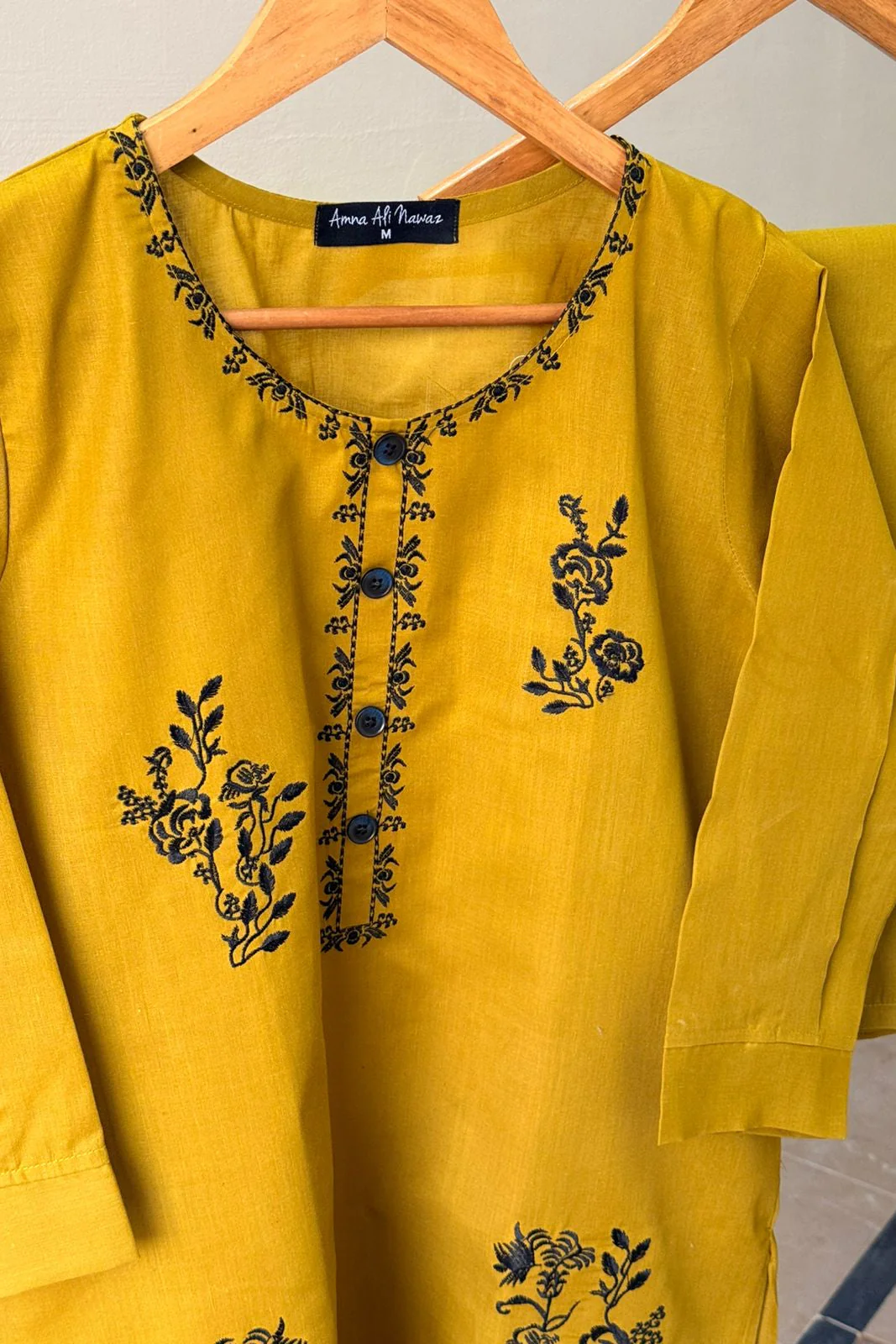 Amna Ali Nawaz Stitched Co Ord Cotton Suit-Solid Set - 4001 - Image 2