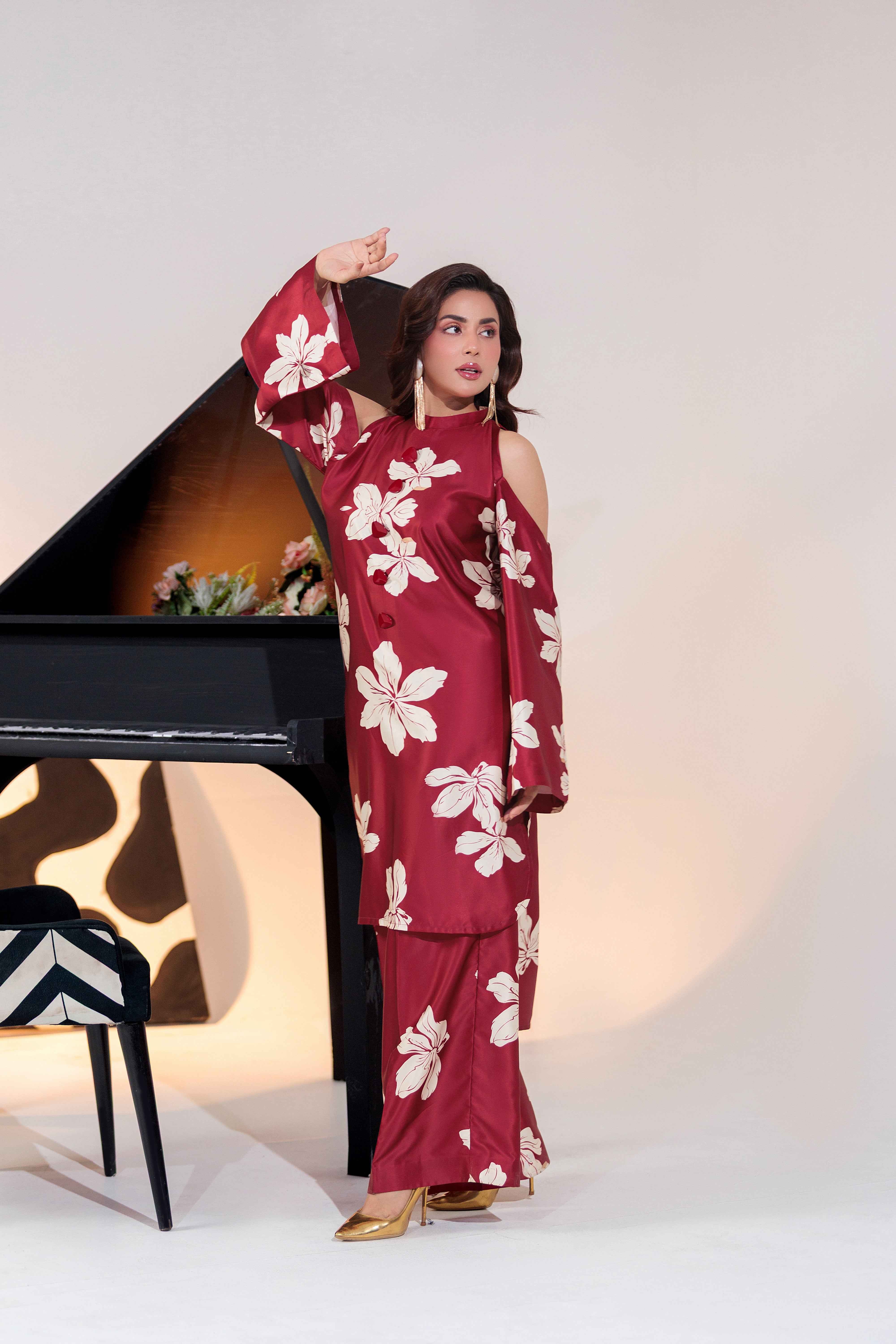 Vibrant Aura By Huma Gul Unstitched 3 Piece Satin Silk Edit Suit-Amora HG-203 - Image 6