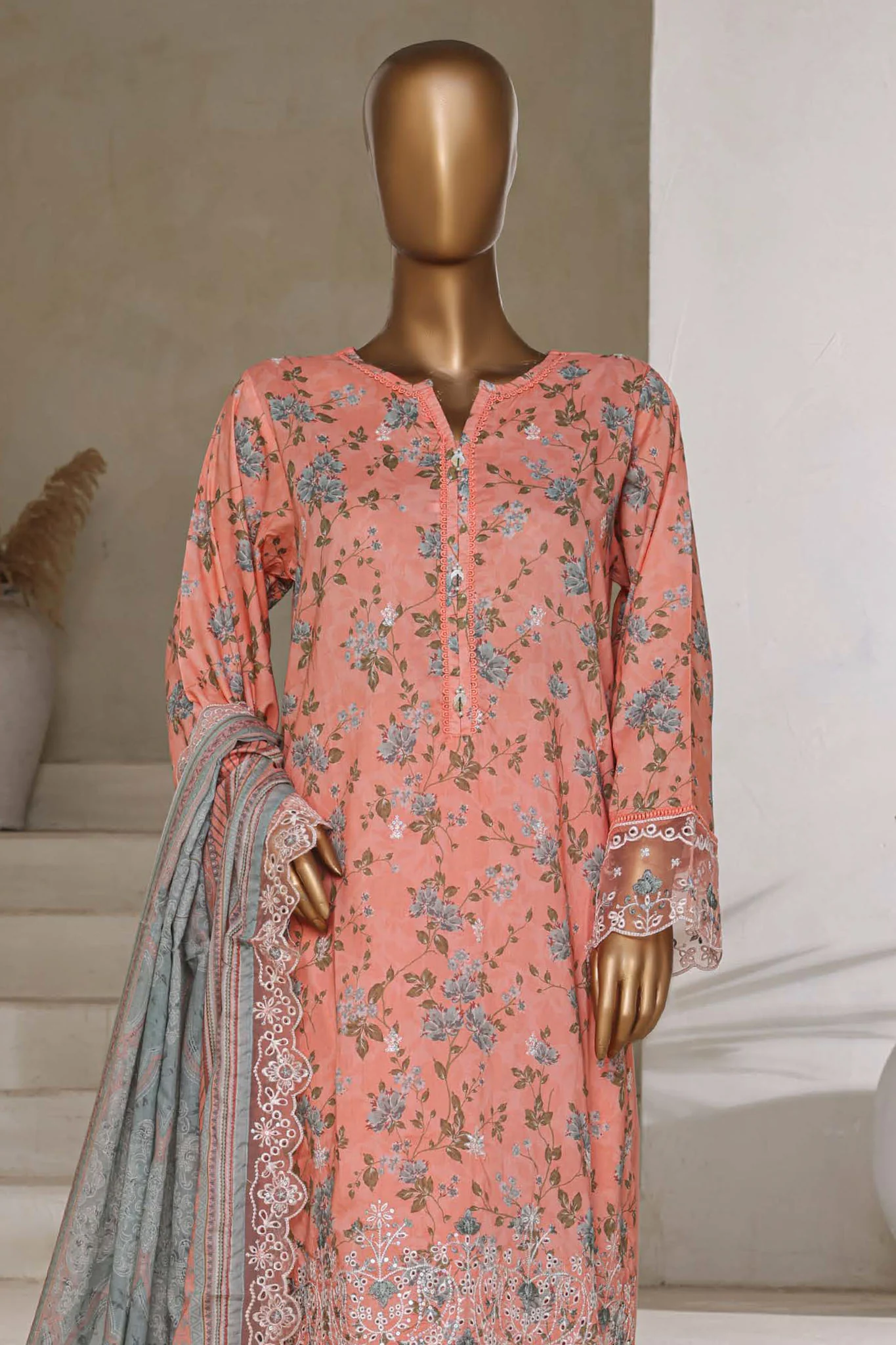Amyrah By Sada Bahar Stitched 3 Piece Emb Festive Vol-03 Suit-CKD-1035-Peach - Image 2