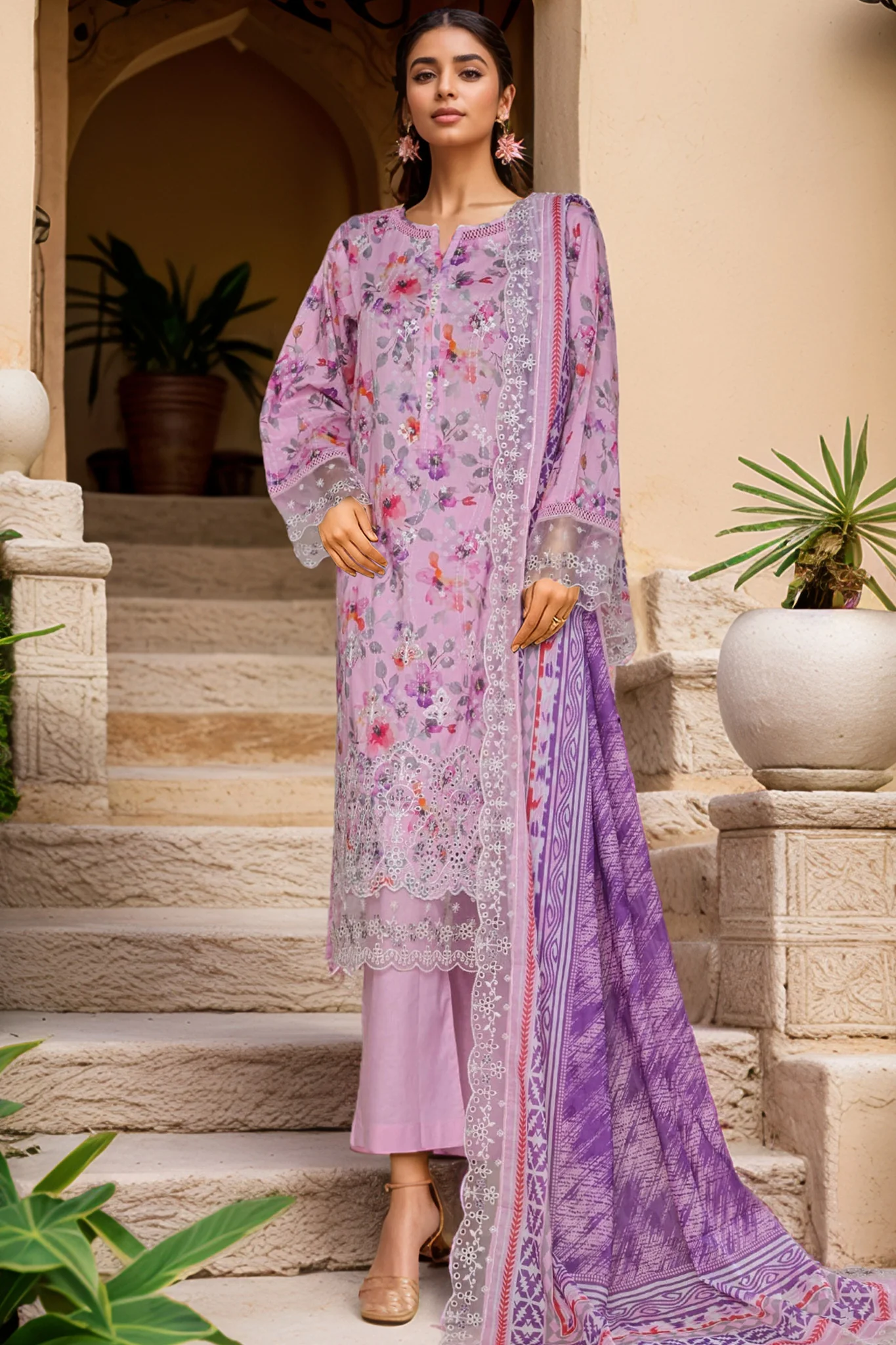 Amyrah By Sada Bahar Stitched 3 Piece Emb Festive Vol-03 Suit-CKD-1043-Pink