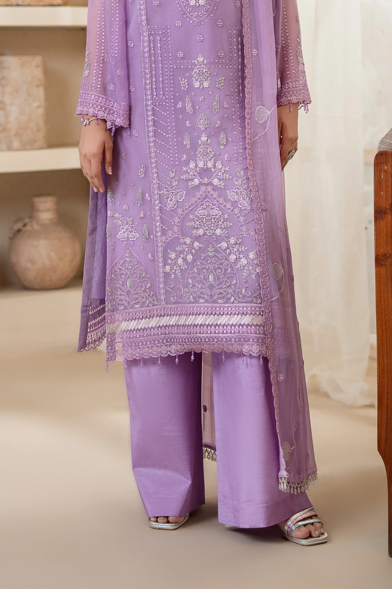 Anaya Noor By Zebtan Unstitched 3 Piece Luxury Formals Suit-AN-01 - Image 5