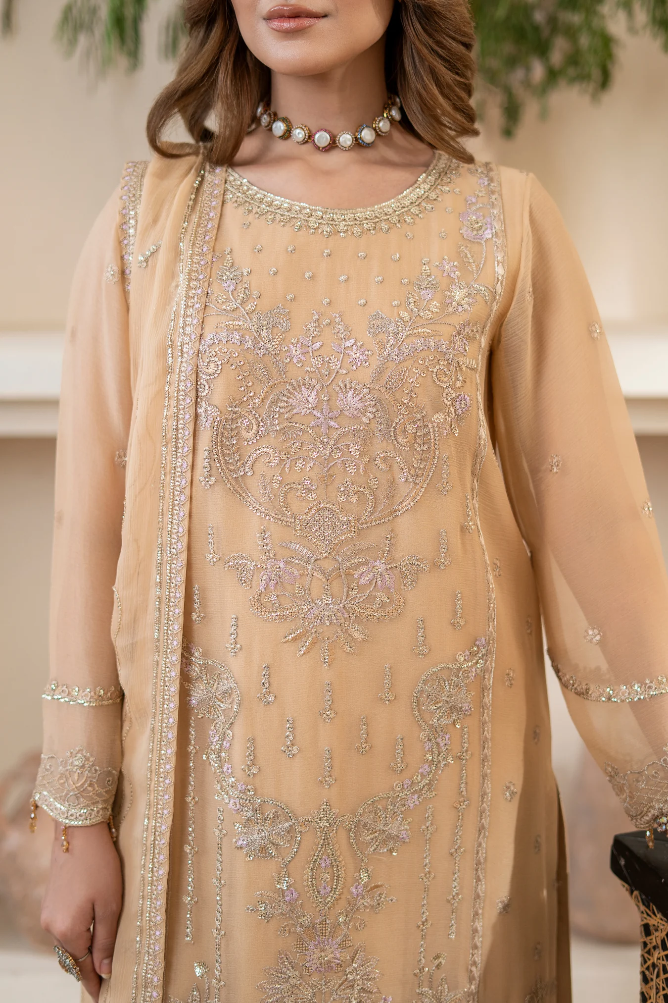 Anaya Noor By Zebtan Unstitched 3 Piece Luxury Formals Suit-AN-09 - Image 3