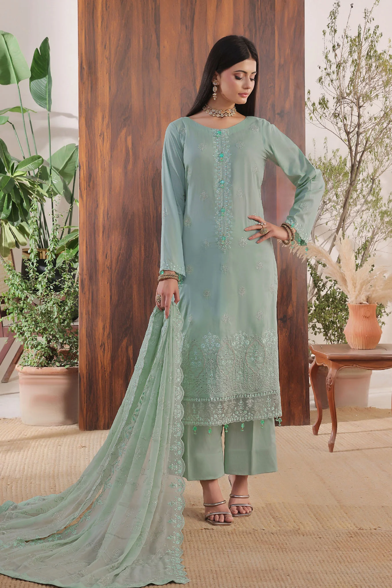 Anaya By Soghat Unstitched 3 Piece Emb Chikankari Suit-SEC-01