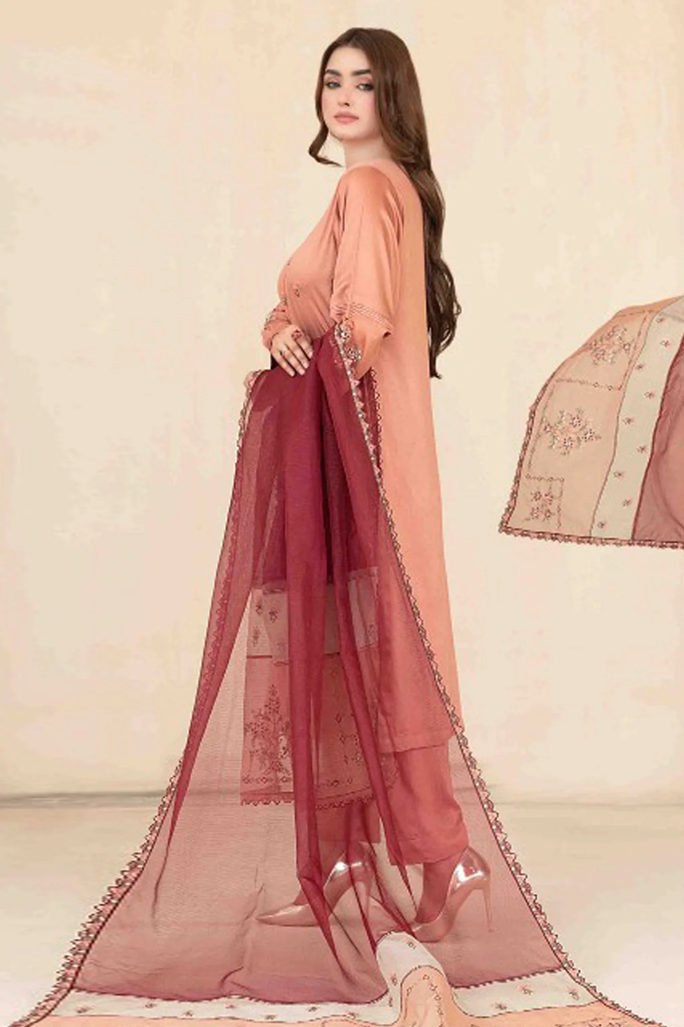 Araceli By Tawakkal Stitched 3 Piece Fancy Emb Belgian Viscose Suit-D-3710 - Image 2