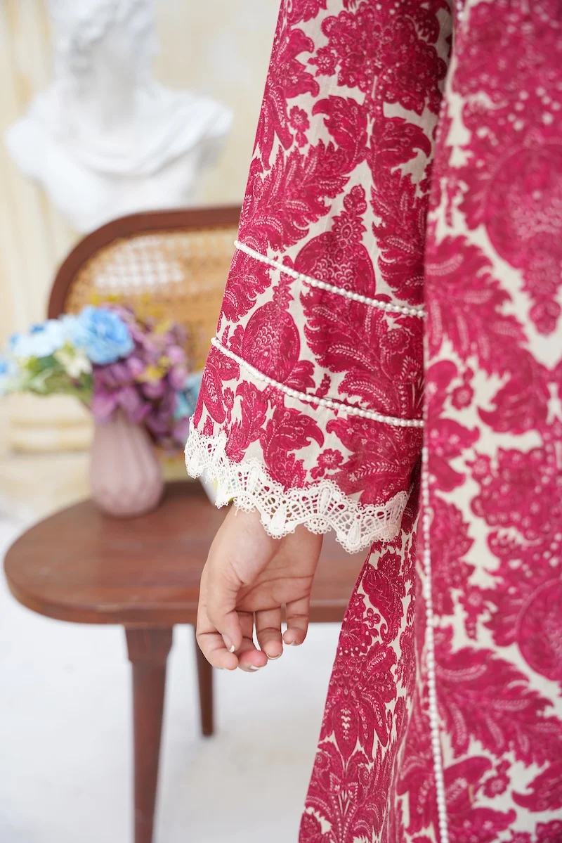 Arha Eman Stitched Winter Suit-Crimson Dusk – 2 Piece Ready To Wear - Image 4