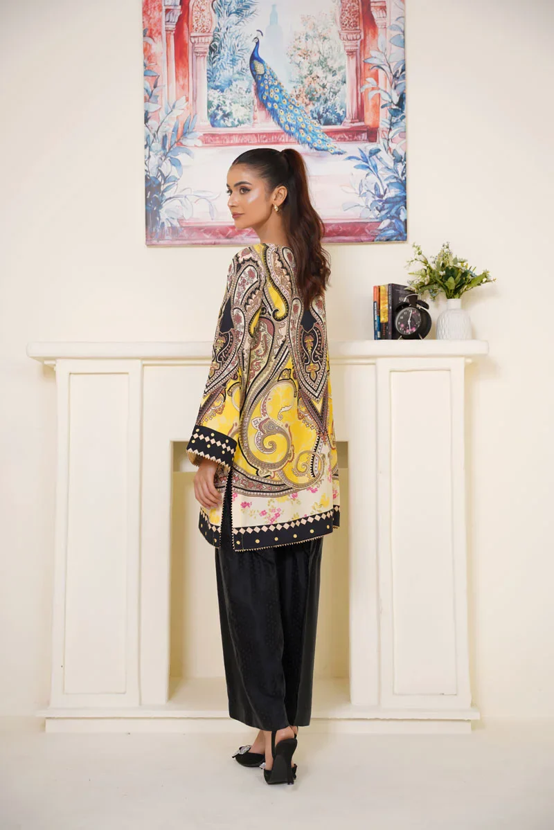 Gulbahar By Arha Eman Stitched Summer Suit-Daisy – Yellow Co ord - Image 4