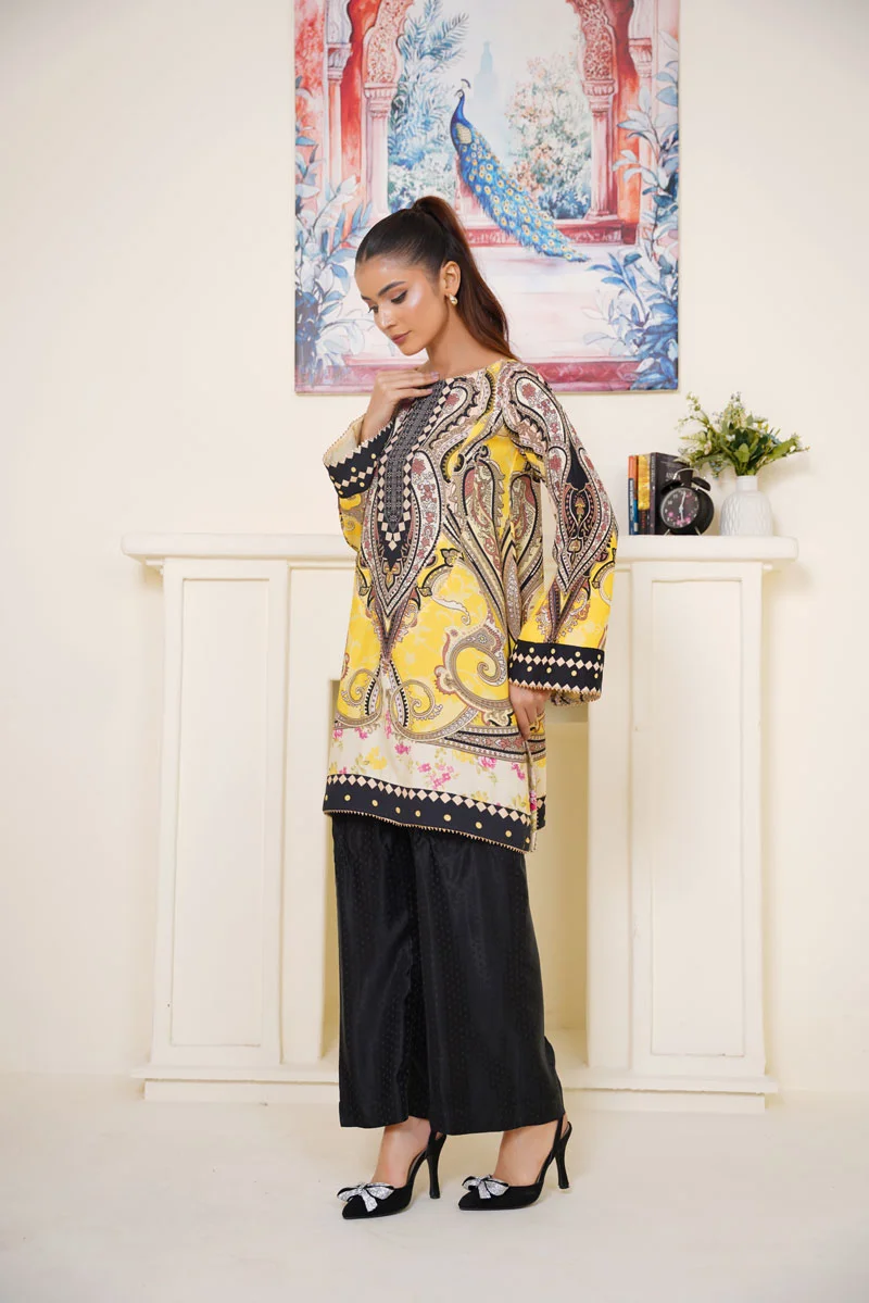 Gulbahar By Arha Eman Stitched Summer Suit-Daisy – Yellow Co ord - Image 5