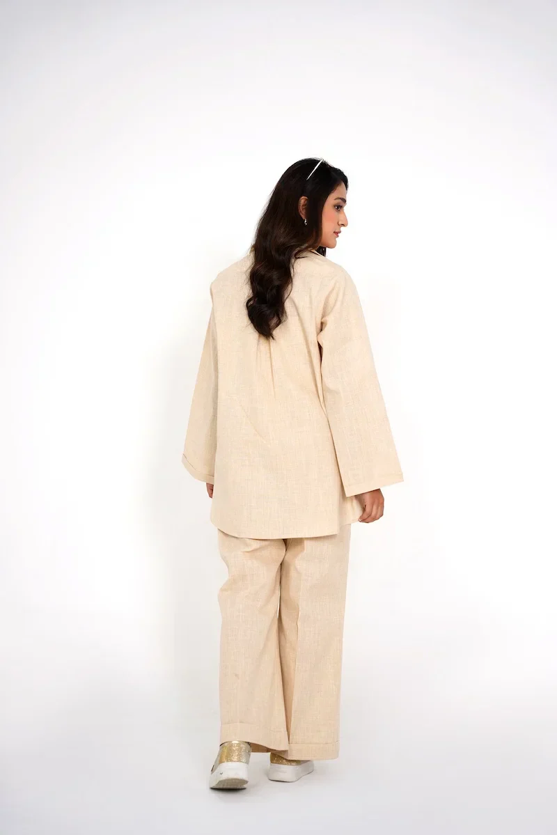 Arha Eman Stitched Winter Suit-Ivory Ease – 2 Piece Coord Ready To Wear - Image 3